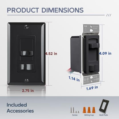 ECOELER Black Dimmer Light Switch, Single Pole/3-Way LED Slide Dimmer Electrical Light Switch, Compatible with LED Dimmable Lamp, CFL, Incandescent, Halogen Bulb, Wall Plate Included, 2 Pack - color: Black, size: 2 - Pack
