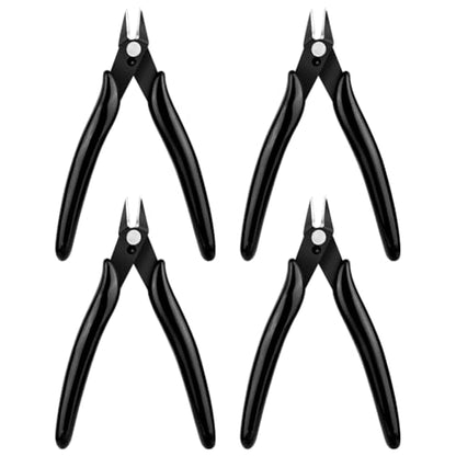 Ainiv Wire Cutters, 4PCS Spring-loaded Side Cutters Flush Cutters, Diagonal Cutters Precision Side Cutters, Diagonal Cutting Pliers in CRV Steel, Heavy Duty Cutting Pliers for Electrical, Homes - color: Black Wire Cutter-4pcs, size: 4pcs