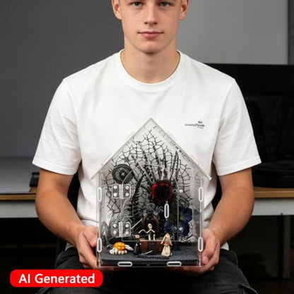 24-in-1 Jumping Spider Enclosure Kit, Acrylic Arboreal Terrarium with Magnetic Door & Feeding Hole, Complete Accessories for Tarantula Mantis Reptile Isopod, 8"x8"x12" (Gothic Style)