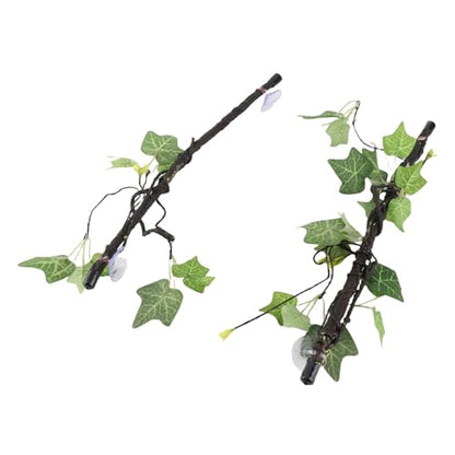 4PCS Jungle Climber Vines Flexible Reptile Leaves, Reptile Corner Branch Branch Terrarium Plant Decoration with Suction Cups for Amphibian Lizard Snake Climbing