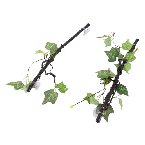 2PCS Reptile Corner Fake Branch, Flexible Climbing Simulated Branches Terrarium Plant Decoration Branch with Suction Cups for Amphibian Lizard Snake Climbing