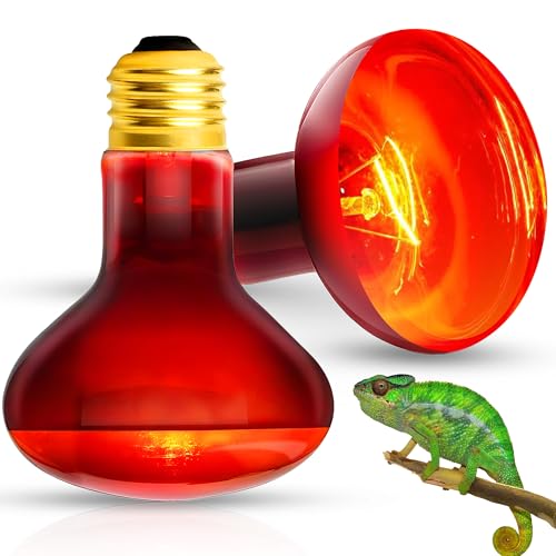 EvaStary 100W Infrared Heat Lamp Bulbs, 2 Pack Reptile Red Heat Lamp Bulb Infrared Basking Spot Light for Reptiles for Bearded Dragon, Turtle, Lizard, Snake, Chickens, Pets