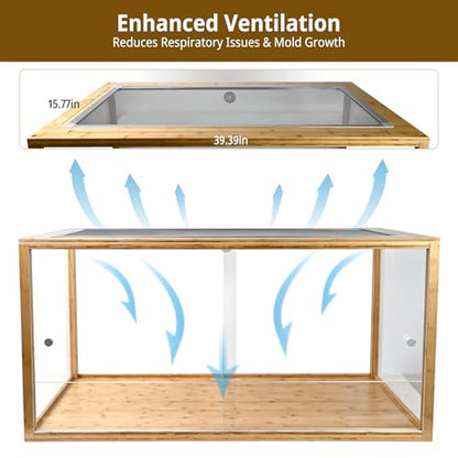 120 Gallon Bearded Dragon Tank,48"x24"x24"Bamboo Reptile Enclosure Also for Snake,Bearded Dragon,Turtle with Sliding Door Top Screen Ventilation,Stackable Large Reptile Terrariums - size: 48"x24"x24"