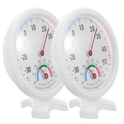 SHOWERORO 2pcs Analog Hygrometer Thermometer 75mm Dial Indoor Outdoor Mini Temperature Humidity Meter for Refrigerator and Humidifier Use