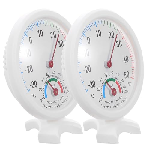 SHOWERORO 2pcs Analog Hygrometer Thermometer 75mm Dial Indoor Outdoor Mini Temperature Humidity Meter for Refrigerator and Humidifier Use