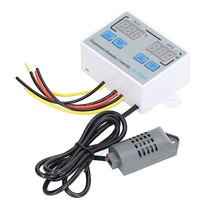 Digital Temperature Humidity Controller Intelligent Electronic Thermostat Switch 12V 220W Precise Calibration Dual Display Fireproof Shell for Greenhouses Reptile Terrariums