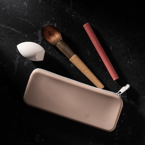 DIVERSEBEE Soft Silicone Pencil Case, Aesthetic Pencil Pouch with Zipper, Cute Pen Bag for School, Bible Journaling Supplies and Accessories, Pencil Organizer (Almond) - color: Almond