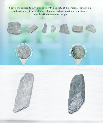 Natural Slate Stone for Aquariums, Fish Tanks, Terrariums, Aquascaping and Amphibian Enclosures, Mix of Small to Large Size Rocks - by SubstateSource (5 Pounds, Gray River)