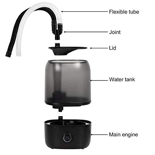 WACOOL Adjustable Reptile Fogger Terrarium Humidifier, Large Tank Fog Machine with Double Hoses & 4 Liter Reservoir, Large Tank Terrarium Humidifier for Reptiles/Amphibians/Herps/Vivarium