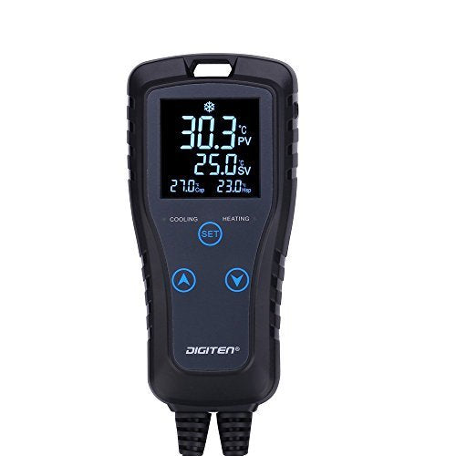 DIGITEN DTC102 Temperature Controller Outlet 2-Stage Plug in Thermostat Digital Greenhouse Thermostat Reptiles Temperature Controller Heating Cooling Mode for Homebrewing Fermentation Space Heater - style: 2-Stage Temperature Controller
