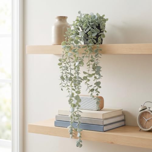 COCOBOO 1pcs Artificial Hanging Plants, Fake Potted Eucalyptus Faux Hanging Plant for Wall Room Home Indoor Outdoor Shelf Decor - size: 5.9in-24in