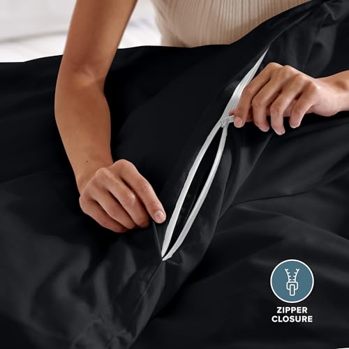 Bare Home Bedding Duvet Cover Extra Long Size - Premium 1800 Super Soft Collection - Lightweight, Cooling Duvet Cover - Soft Breathable Bedding (Twin/Twin XL, Black) - color: 02 - Black (No Comforter), size: Twin/Twin XL