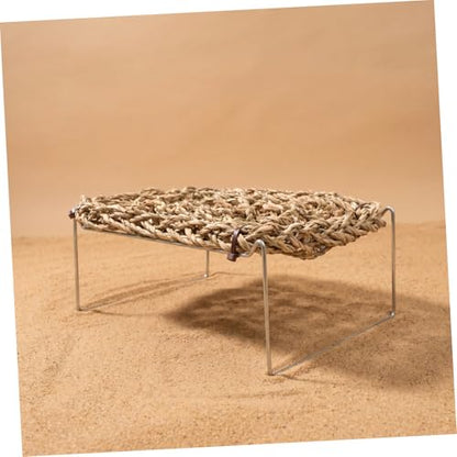 Outanaya Bearded Dragon Sleeping Bed and Lizard Hammock Sofa, Rectangle Seagrass Basking Platform with Comfortable Breathable Design for Reptile Habitat and Tank Use, Suitable for Leopard