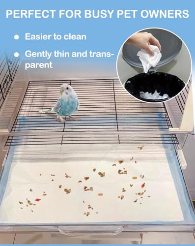 Disposable Bird Cage Liner Birds Cage Liners Super Absorbent Birdcage Liners Parakeet Cage Training Accessories with Quick-Dry Surface for Cockatiels Canaries Parrots - size: 40 pcs