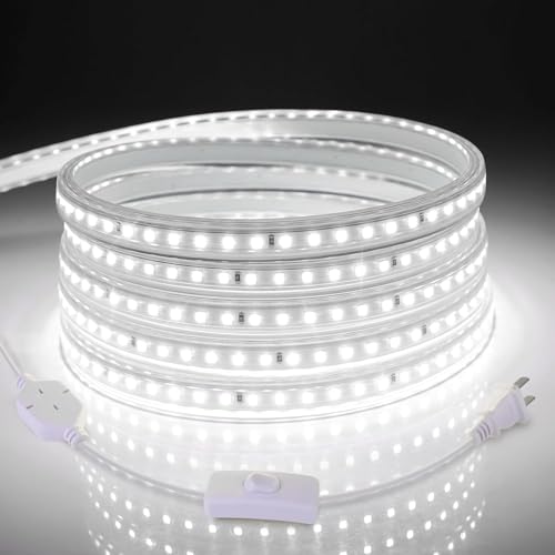 LED Strip Lights, 240 LEDs, 6500K Cool White, Waterproof Indoor & Outdoor Rope Lights for Room, Garden, Patio, Kitchen, Bedroom, Living Room, and Under Cabinet Decoration, AC 110V - color: white light, size: 6.6 ft