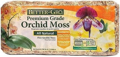 Better-Gro Premium Grade Orchid Moss - 100% Natural,Imported Sphagnum Moss for Orchids,Ferns,and Hostas,Excellent for Hanging Baskets and Propagating Plants - 190 Cubic Inches,(Pack of 12) - size: 190 cu. in. (Pack of 12)