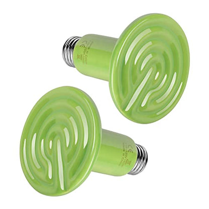 Simple Deluxe 150W Mini Ceramic Heat Emitter Reptile Heat Lamp Bulb No Light Emitting Brooder Coop Heater for Amphibian Pet & Incubating Chicken, 2 Pack, Green - color: Green, style: 150W