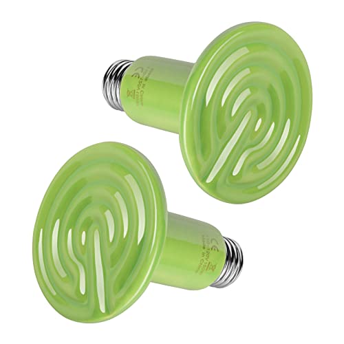 Simple Deluxe 150W Mini Ceramic Heat Emitter Reptile Heat Lamp Bulb No Light Emitting Brooder Coop Heater for Amphibian Pet & Incubating Chicken, 2 Pack, Green - color: Green, style: 150W