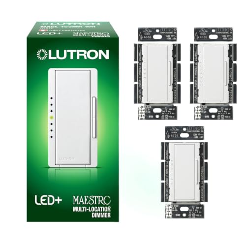 Lutron Maestro LED+ Dimmer Switch for Dimmable LED, Halogen and Incandescent Bulbs, 150W/Single-Pole or Multi-Location, MACL-153M-WH-3, White (3-Pack) - color: White, size: 3 Pack, style: Dimmer