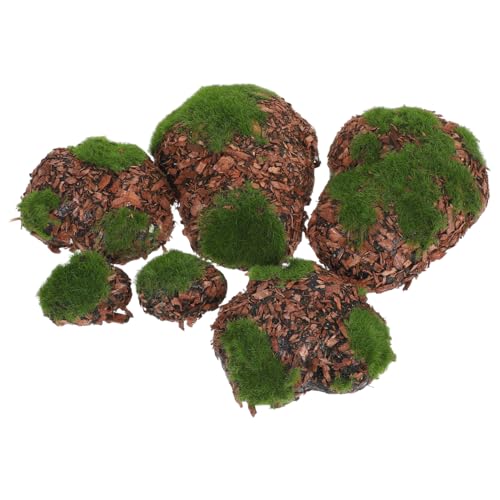 Hemoton 6pcs DIY Garden Decor Lifelike Moss Rock Fake Mossy Blocks for Floral Arrangements Miniature Landscape Accessories
