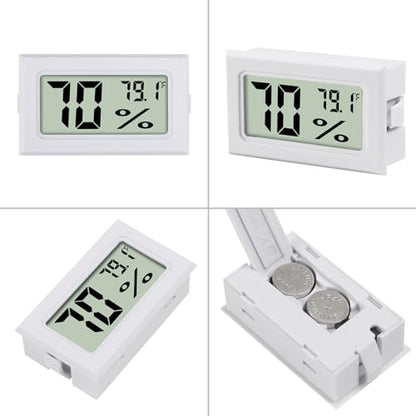 3Pcs Mini Digital Thermometer Hygrometer Electronic Temperature Humidity Gauge Meters Indoor LCD Display Fahrenheit for Greenhouse,Garden,Car Cellar and Office - color: White-3PCS