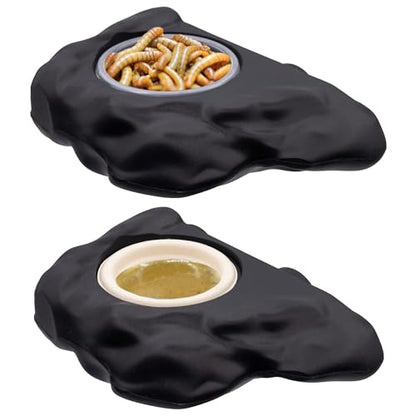 Pangea Black Silicone Gecko Feeding Ledge & 100 .5oz Small Plastic Food & Water Cups Bundle