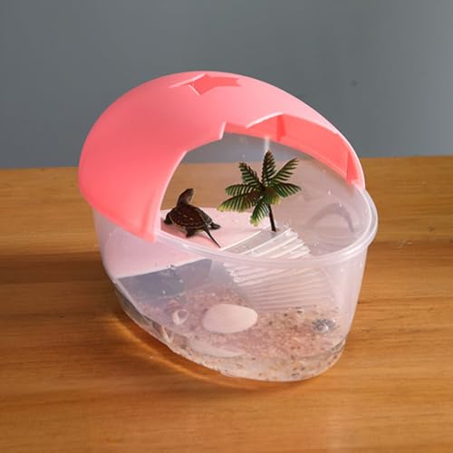 Plastic Reptile Pet Habitat Box and Prevents Escaping with Basking Platform and Swimming Area, Ventilated Turtle Tank Convenient to Clean for Turtles and Reptiles
