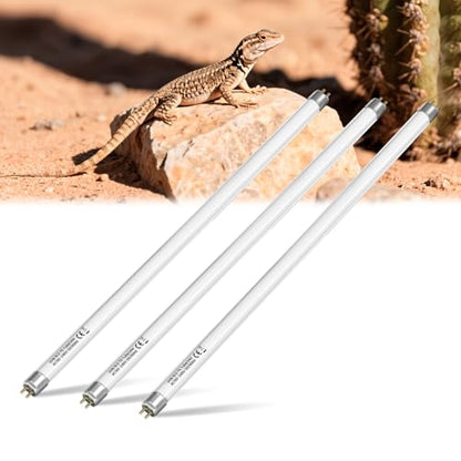 Lustaled T5 10.0 UVB Reptile Light Bulb 24W, 22 Inch T5 HO UVB Light for Bearded Dragon, 3-Pack Desert Reptiles D3 UVA UVB Lamp Tube Bar for Lizard, Snake, Gecko, Tortoise, Chameleon, Terrarium