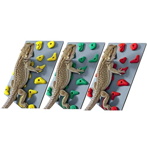 3-Pack Miniature Reptile Rock Climbing Wall – Enclosure Enrichment for Bearded Dragons, Geckos, and Small Pets – Fun Activity and Habitat Décor - color: 3-Pack