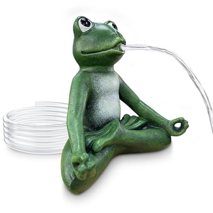 NFESOLAR Zen Meditation Frog Spitter Fountain for Water Feature | Frog Fountain with Clear Tubing, Never Rust or Crack for Ponds, Water Gardens N9711 - size: Zen Meditation Frog