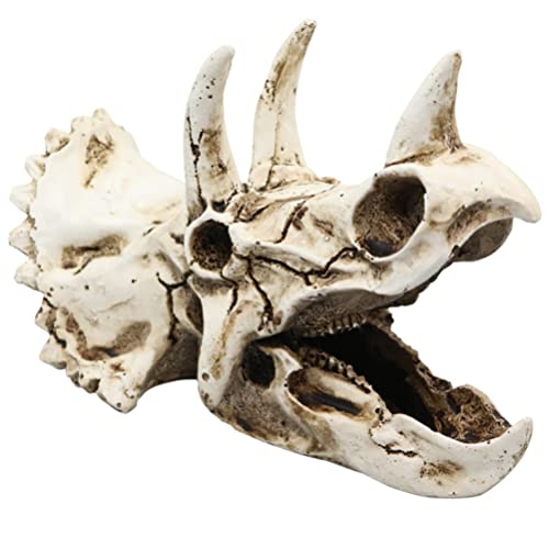 Ipetboom Resin Dinosaur Skull Hideaway Cave for Bearded Dragons Gecko Accessories Realistic Underwater Decor for Aquariums and Terrariums Natural-Looking Ornament for Fish and Shrimp