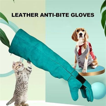 Compatible for Multi-Function Ultra Long Leather Anti-Bite Safety Gloves Protective for Pet & Reptile Handling - color: 45cm