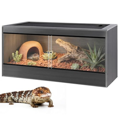 68 Gallon Reptile Enclosure, 48x18x18 Reptile Tank Terrarium, 48" Wide Large Lightweight Wood & Plastic Eco Composite Reptile Habitat Lounge for Ball Python Bearded Dragon Gecko Turtle Snake - size: 48x18x18 inch