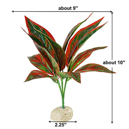 AQUANEAT Terrarium Plant, Fake Reptile Plant for Amphibian Habitat, 10 inch Tall Red - size: 1pc