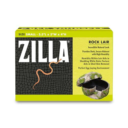Zilla Rock Lair, Naturalistic Hide, Supports Shedding and Egg-Laying, Retains Humidity, Ideal for Snakes and Lizard, Small - size: Small