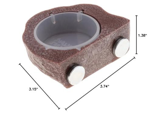 Magnetic Reptile Food Water Bowl Terrarium Reptile Feeder Feeding Dish for Gecko, Lizard, Turtle (Brown) - color: Brown