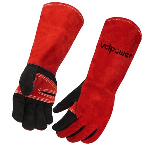 vclpower Animal Handling Gloves Size M Fit for Women & Small Hands Bite Proof Double Leather Reinforced Padding Dog,Cat Scratch,Bird Handling Falconry Gloves Grabbing Reptile Squirrel Snake Bite 16in | Size M Fit for Women & Small Hands - size: M