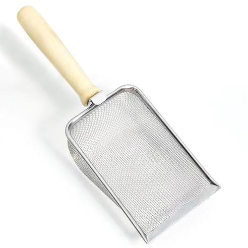 Cat Litter Scoop Stainless Steel Fine Mesh Cat Litter Shovel Litter Cleaner Corner Shovel Metal Litter Scoop for Reptile Terrarium Sand Waste, Beach Shovel(2.0 Mesh)
