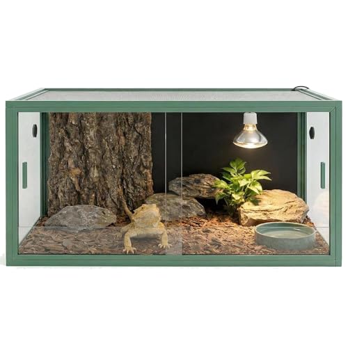 GarveeHome 120 Gallon Reptile Enclosure, 4x2x2 ft Reptile Terrarium Bearded Dragon Tank Snake Enclosure with Sliding Glass Doors, Heavy Duty Ventilation Top for Ball Python, Geckos, Lizards