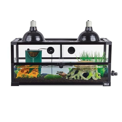 Zilla QuickBuild Aquatic Turtle 20 Gallon Long Size Holds 9 Gallons of Water Glass Terrarium Habitat, 30" x 12" x 13.5" - size: 30" x 12" x 13.5"
