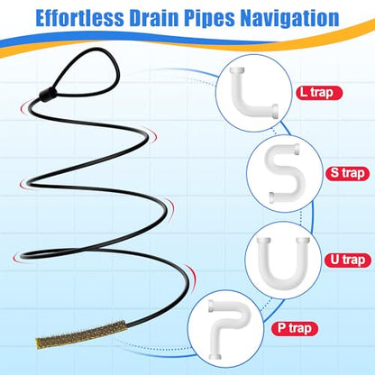 30 Inches Drain Snake Hair Drain Clog Remover, Upgraded Anti-break Metal Sink Snake with Nylon Layer, Plumbing Snake Drain Cleaner Tool for Shower Drain, Bathroom Clogs, Kitchen Sink (5 Pack)