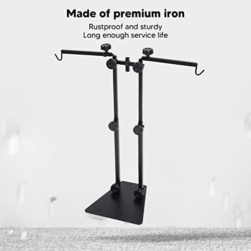 Adjustable Metal Lamp Stand with Double Hook, Reptile Lamp Stand Multipurpose Bracket Suitable for Terrarium Habitat and Reptile Tank Lighting Decoration