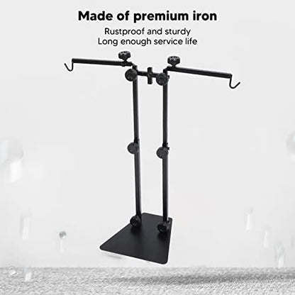 Tyenaza Reptile Lamp Stand Multipurpose Double Hook Adjustable Terrarium Metal Light Stand for Reptile Terrarium Tank