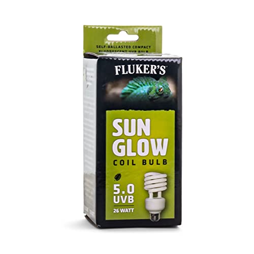 Fluker’s Sun Glow 5.0 UVB Fluorescent Coil Bulb for Tropical Reptiles, Reptile Heat Light Stimulates Natural Synthesis of Vitamin D in Captive Reptiles, 26 Watt - size: 26 Watts