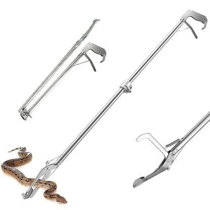 IC ICLOVER 52" Foldable Snake Grabber, 2-Section Collapsible Stainless Steel Snake Tongs, Professional Rattle Snake Handling Tools Catcher Grabber Stick Pole with Auto Lock, No-Slip Handle, Wide Jaw