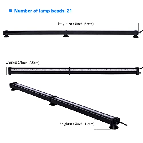 Submersible Aquarium Light, Fish Tank Light with Air Bubble Hole, RGB Color Changing Brightness Adjustable IP68 Waterproof Remote Control LED Light for Aquarium Fish Tank 20 inch - size: 20 inch Air Bubble Hole