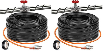 50FT（3FT-200FT）Pipe Heating Cable for Pipe Freeze Protection, Heat Cable for Water Pipes(Metal and Plastic), Pipe Heat Tape Keeps Water Flowing at -40°F 5w/ft, 120V (Pack of 2) - size: 50FT (Pack of 2)
