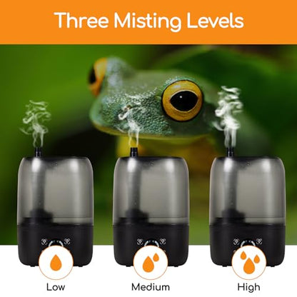 Reptile Fogger Humidifier with Timing, 4L Large Digital Reptile Fogger Terrarium Humidifiers with Double Extension Tube Automatic Reptile Misting System