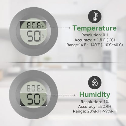 Atogou 2-Pack Mini Hygrometer & Thermometer, Indoor Outdoor Digital Humidity Meter Gauge Temperature, ℉/℃, for Home, Office, Reptile, Car, Greenhouse, Lab, Terrarium, Cellar.. A01 Black - color: Black 2-pack