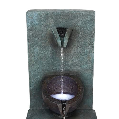Alpine Corporation TZL388 32" 3 Tier Jar Fountain with LED Lights, Elegant Outdoor Water Feature for Garden, Patio, Backyard, Home Décor, Ceramic Water Fountain & Landscape Decorations, Gray - style: 32"H - Gray 3-Tier Jar Fountain w/ LEDs